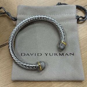 David Yurman 7MM Silver and Gold Cable Bracelet